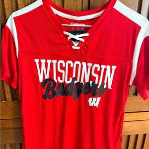 Women’s Wisconsin Badgers Red Lace-Up Tee Size Small